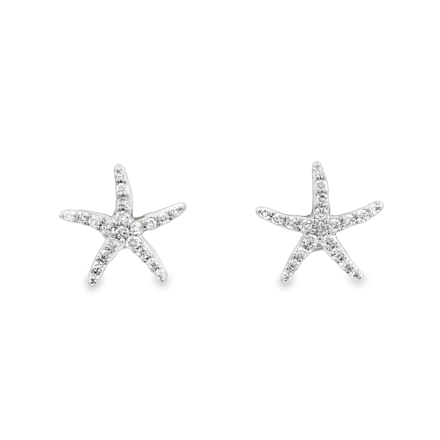 14k White Gold Diamond .25cttw Starfish Post Earrings - DePaulas