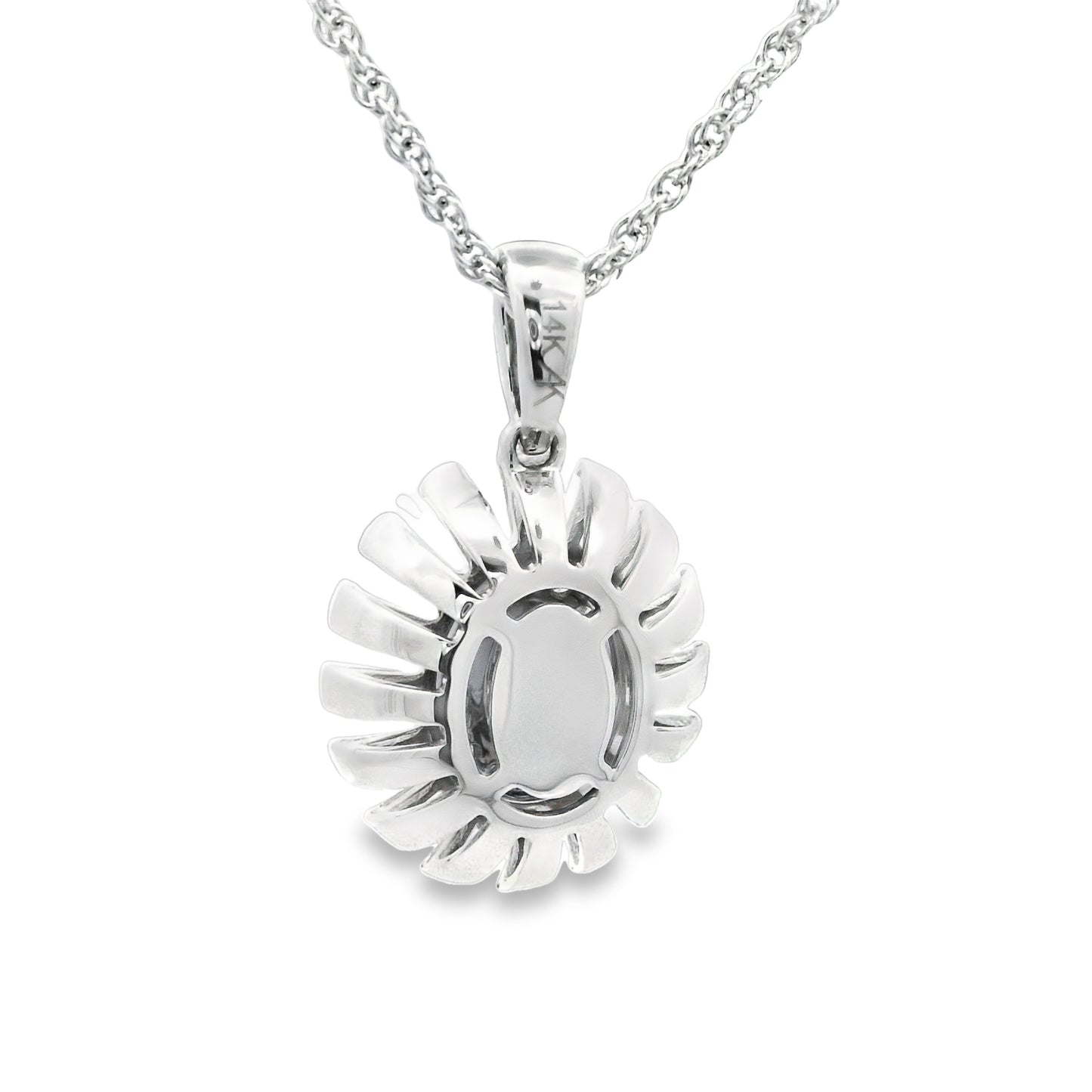 14k White Gold Sapphire .60ct With Diamonds .52cttw Necklace 18"