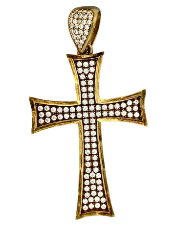 10k gold cubic zirconia cross pendant