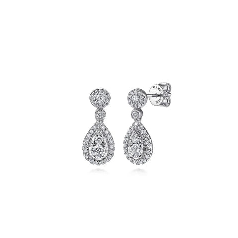 14K White Gold .76cttw Diamond Pear Shape Drop Earrings