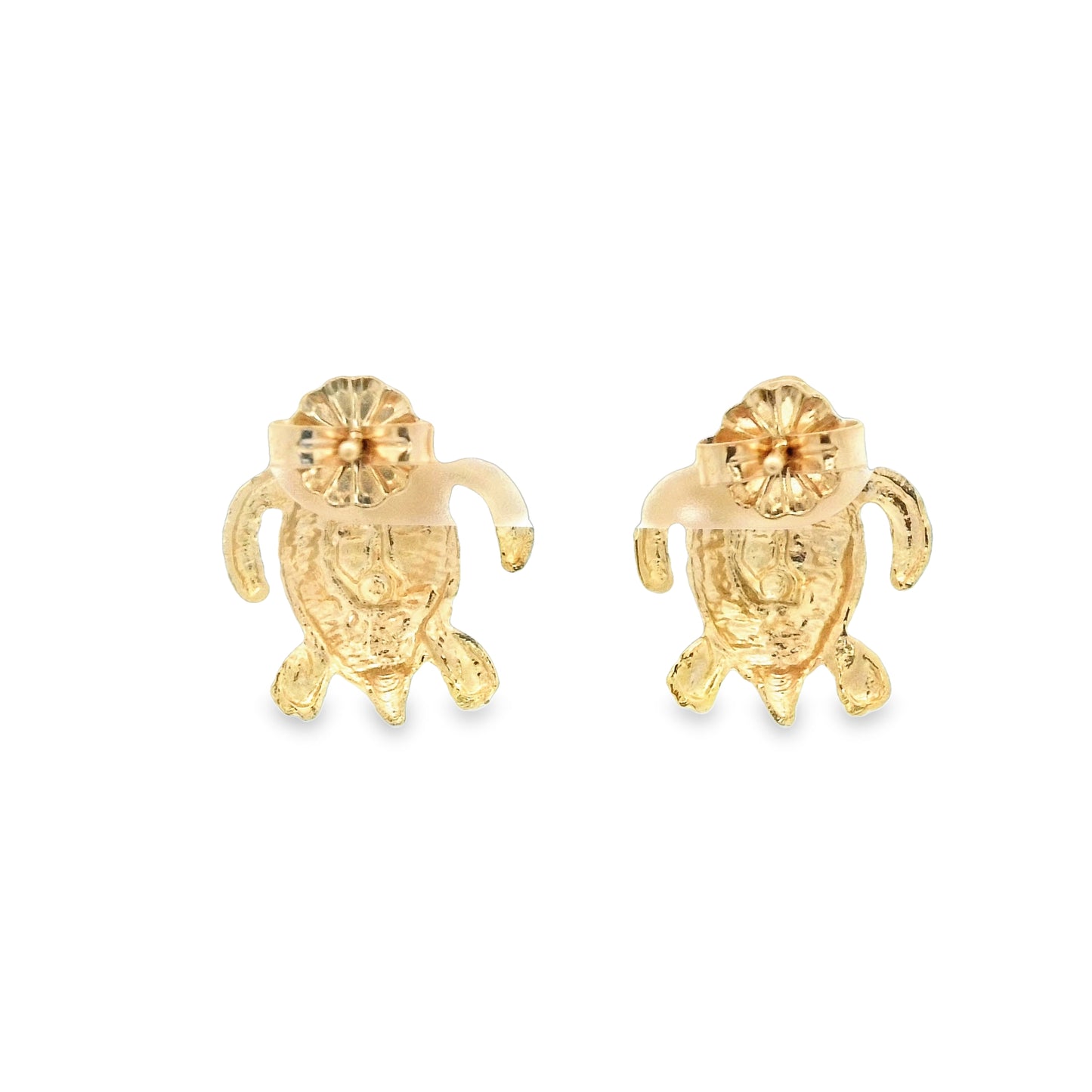 14k Yellow Gold Diamond Cut Turtle Post Earrings