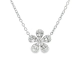 14k White Gold .26cttw Diamond Flower Adjustable Necklace 16