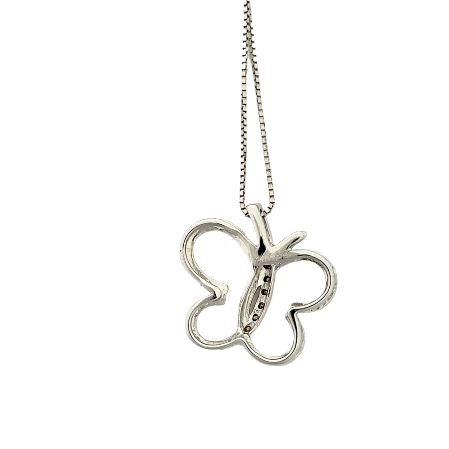 14k White Gold Diamond Butterfly Pendant