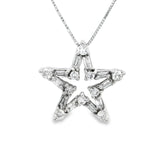 14k White Gold .60cttw Diamond Star Necklace 18