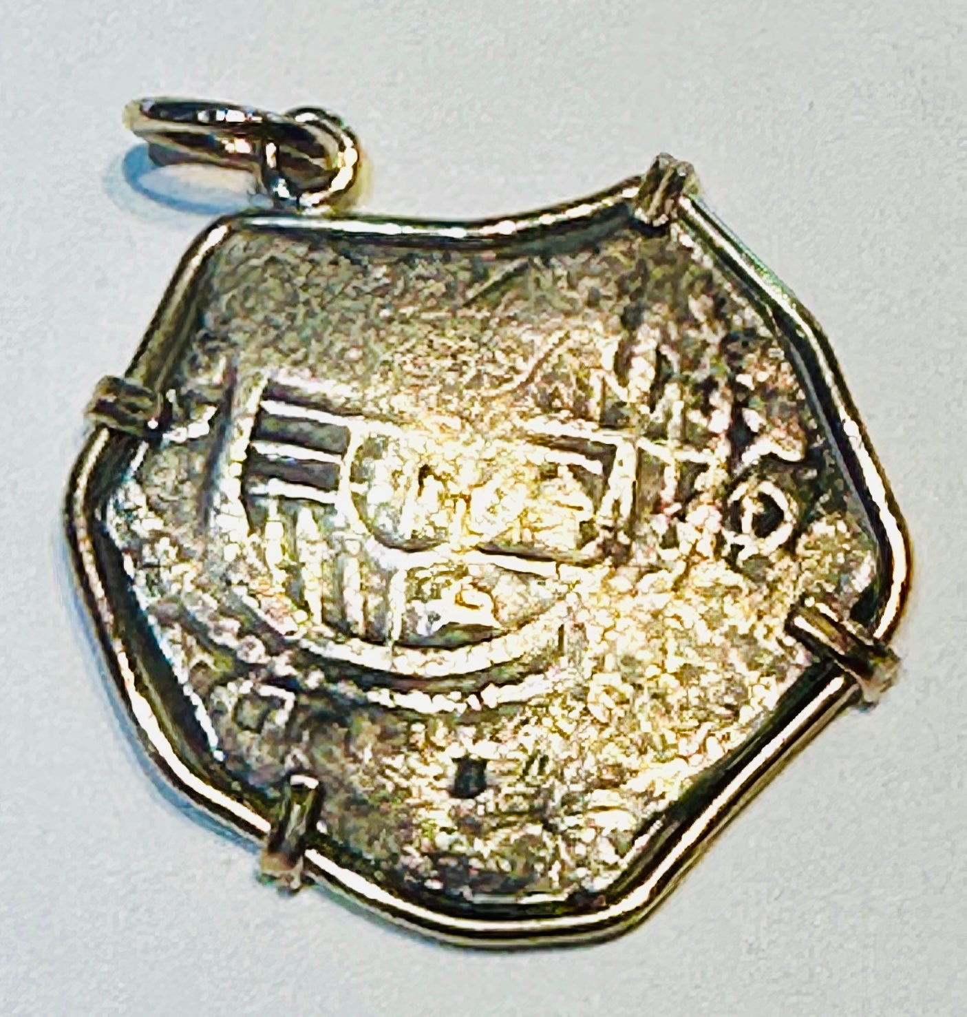 Spanish 4 Reales Treasure Coin 14k Gold Bezel 69468