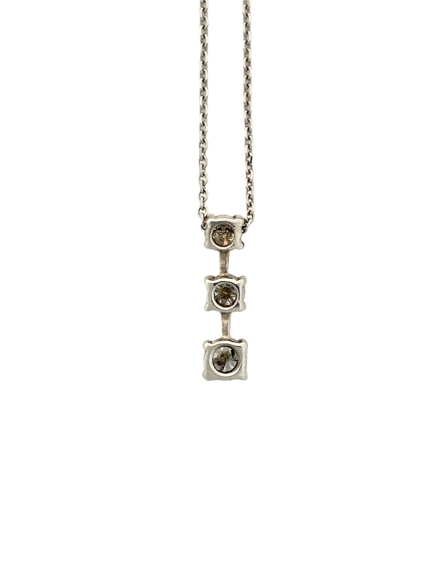 14k white gold Diamond 3-stone Necklace Pendant