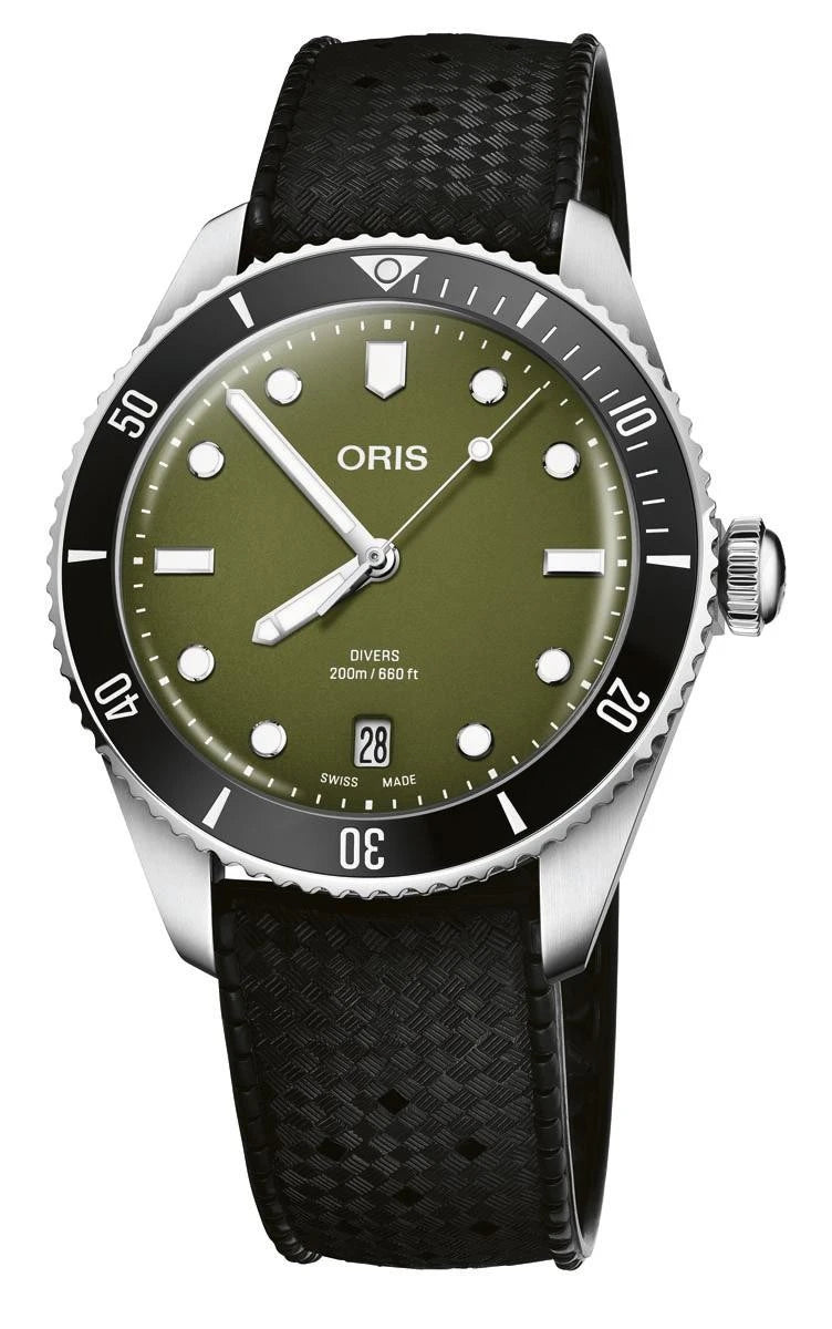 Oris Divers Date Olive Green Dial Watch 39mm 01 733 7795 4057-Set
