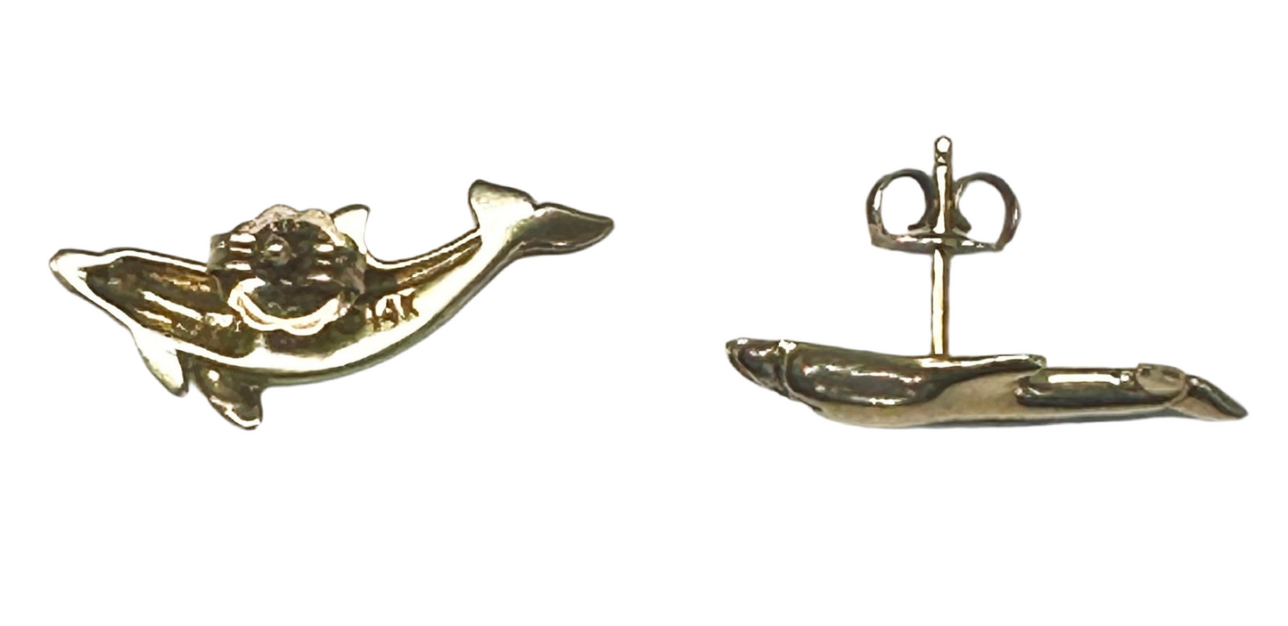 14k Gold Lapis Lazuli Dolphin Earrings by Kabana