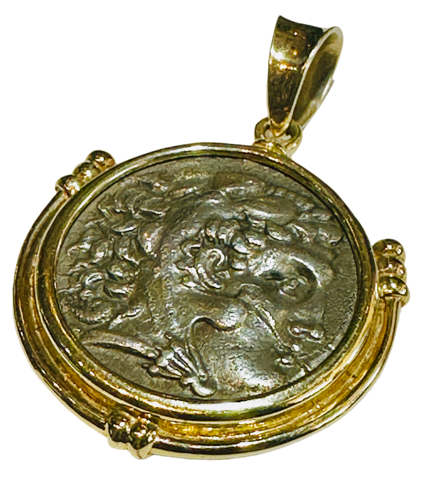 Alexander the Great Tetradrachm Coin 250-225 BC 14k Gold Bezel