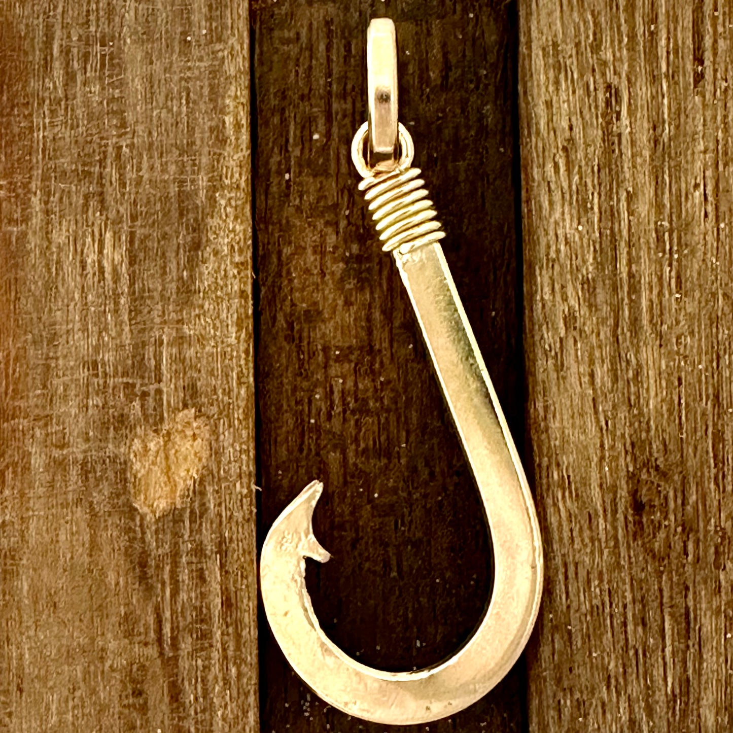 14k Yellow Gold Large DePaula Hand Made Hook Pendant