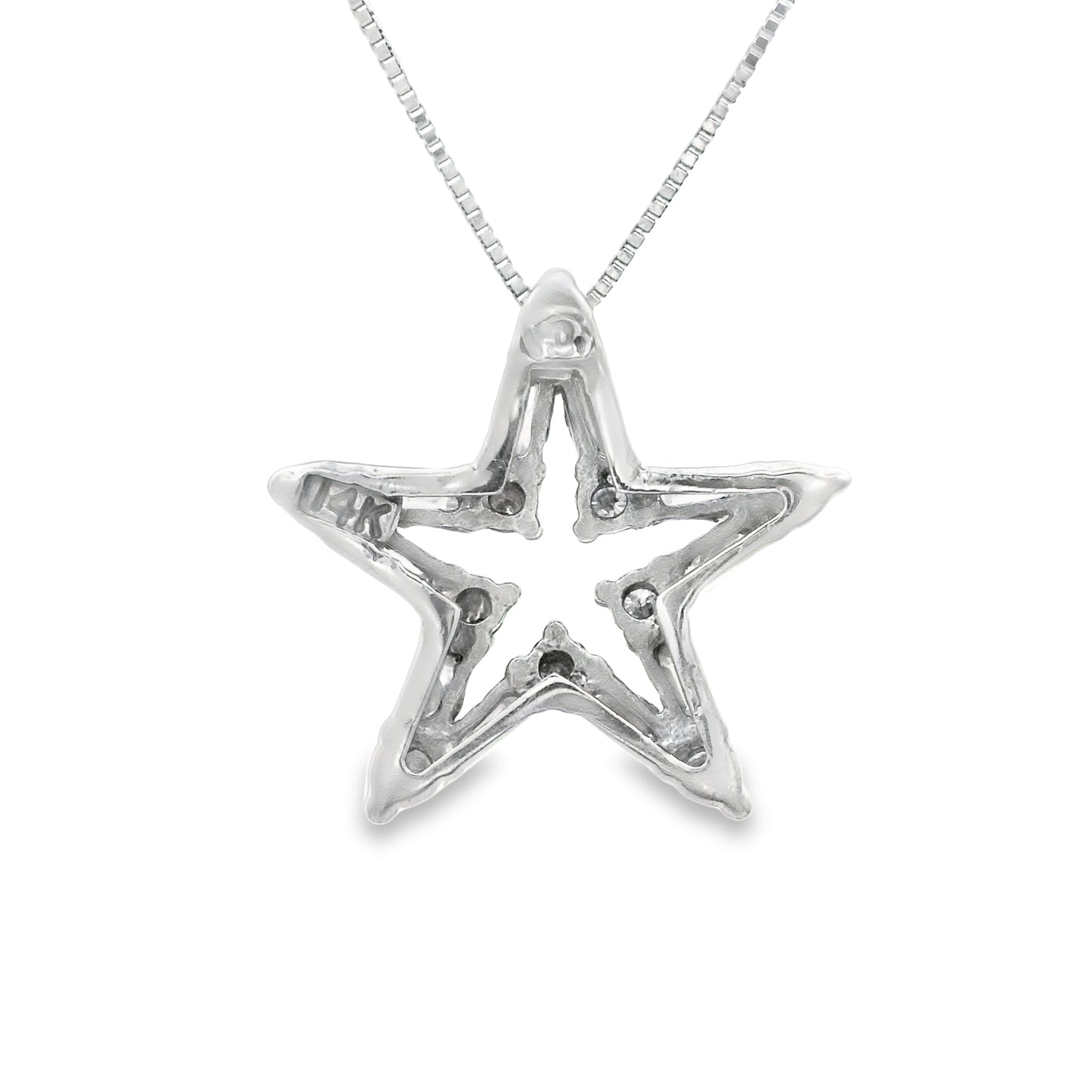 14k White Gold .60cttw Diamond Star Necklace 18"