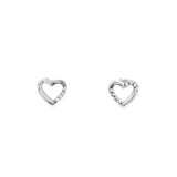14k White Gold Cubic Zirconia Heart Post Earrings