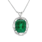 14k White Gold Emerald 1.79ct With Diamonds .50cttw Necklace 16