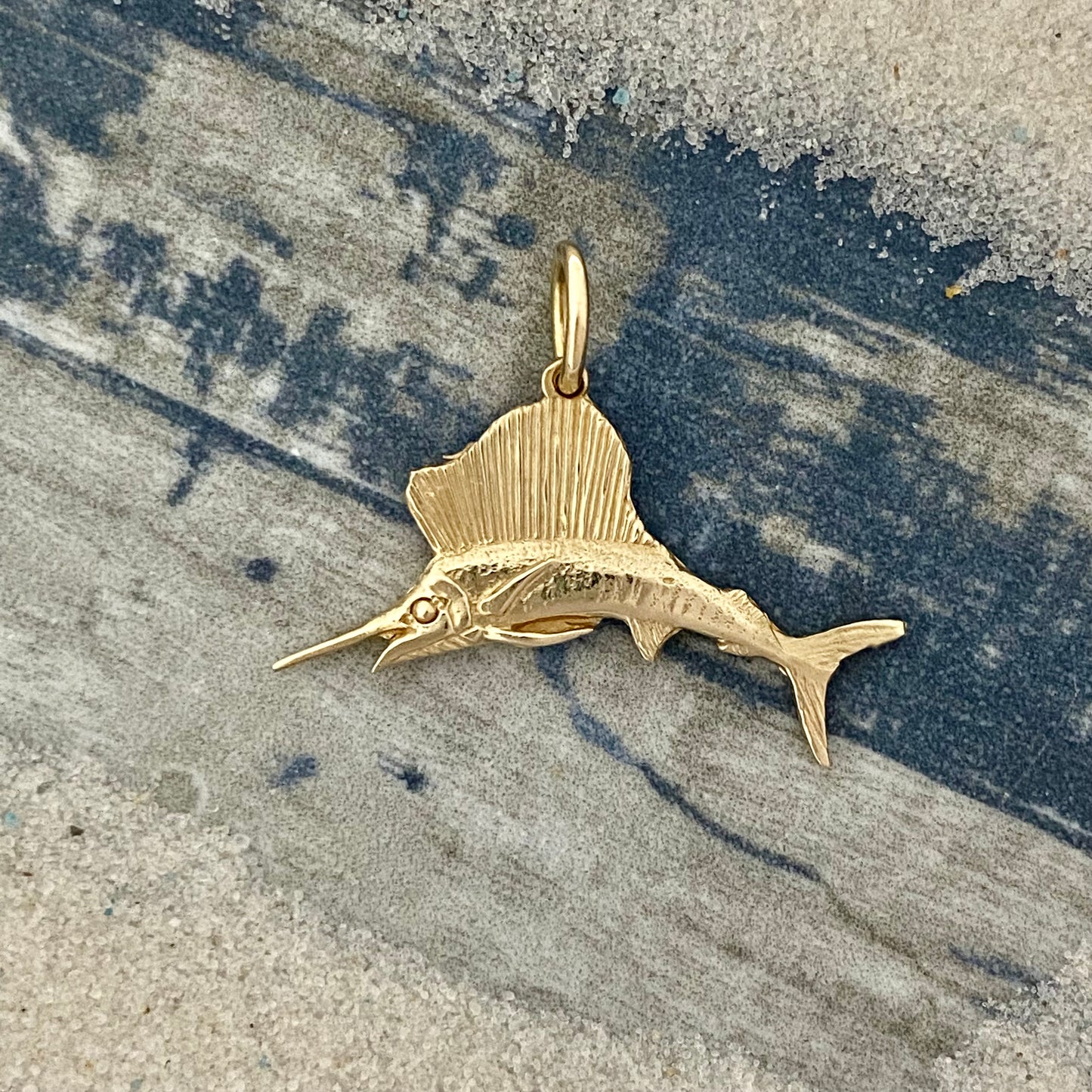 14k Yellow Gold Small Sailfish Pendant
