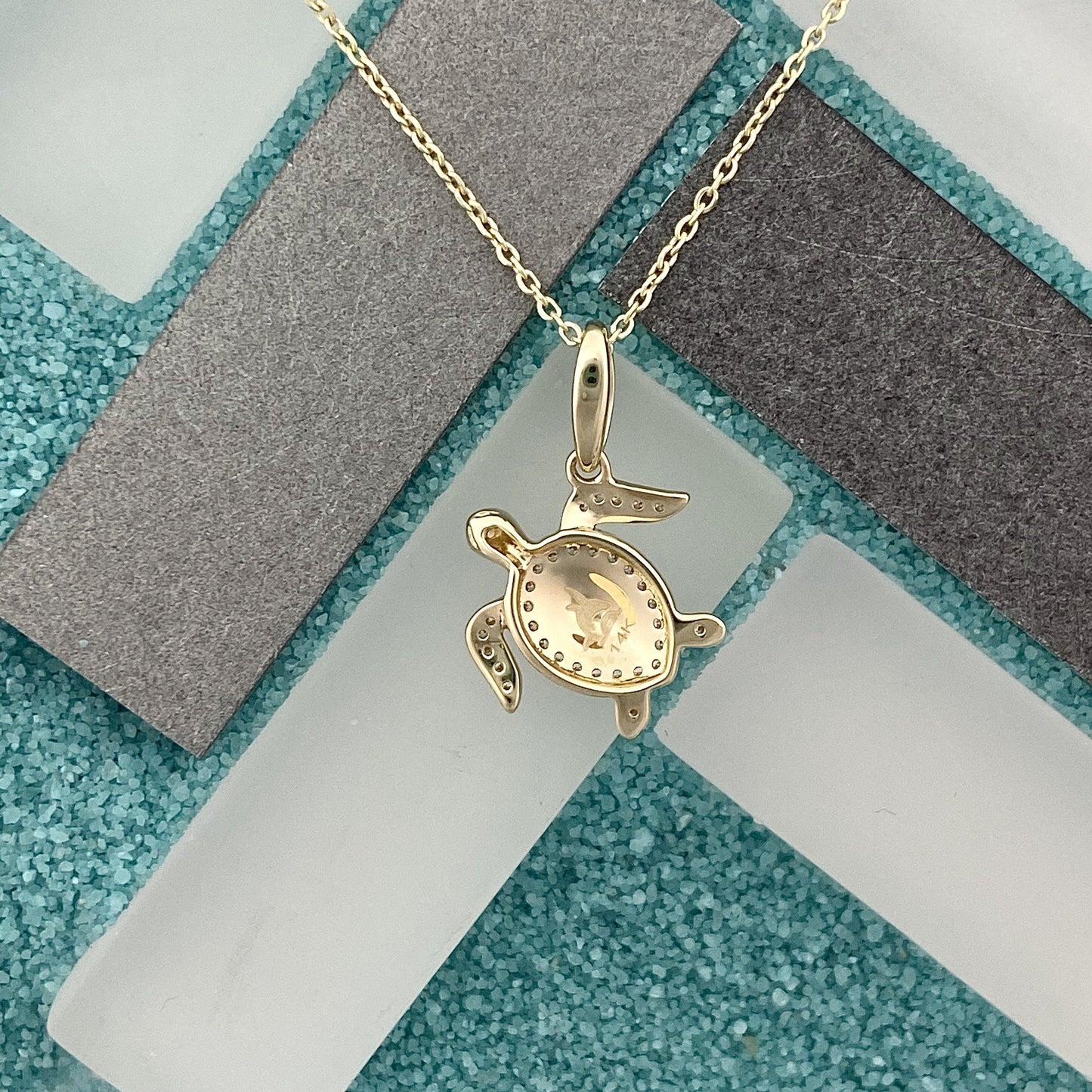 14k Yellow Gold Diamond .14cttw Turtle Necklace - DePaulas
