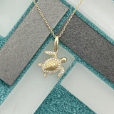 14k Yellow Gold Diamond .14cttw Turtle Necklace