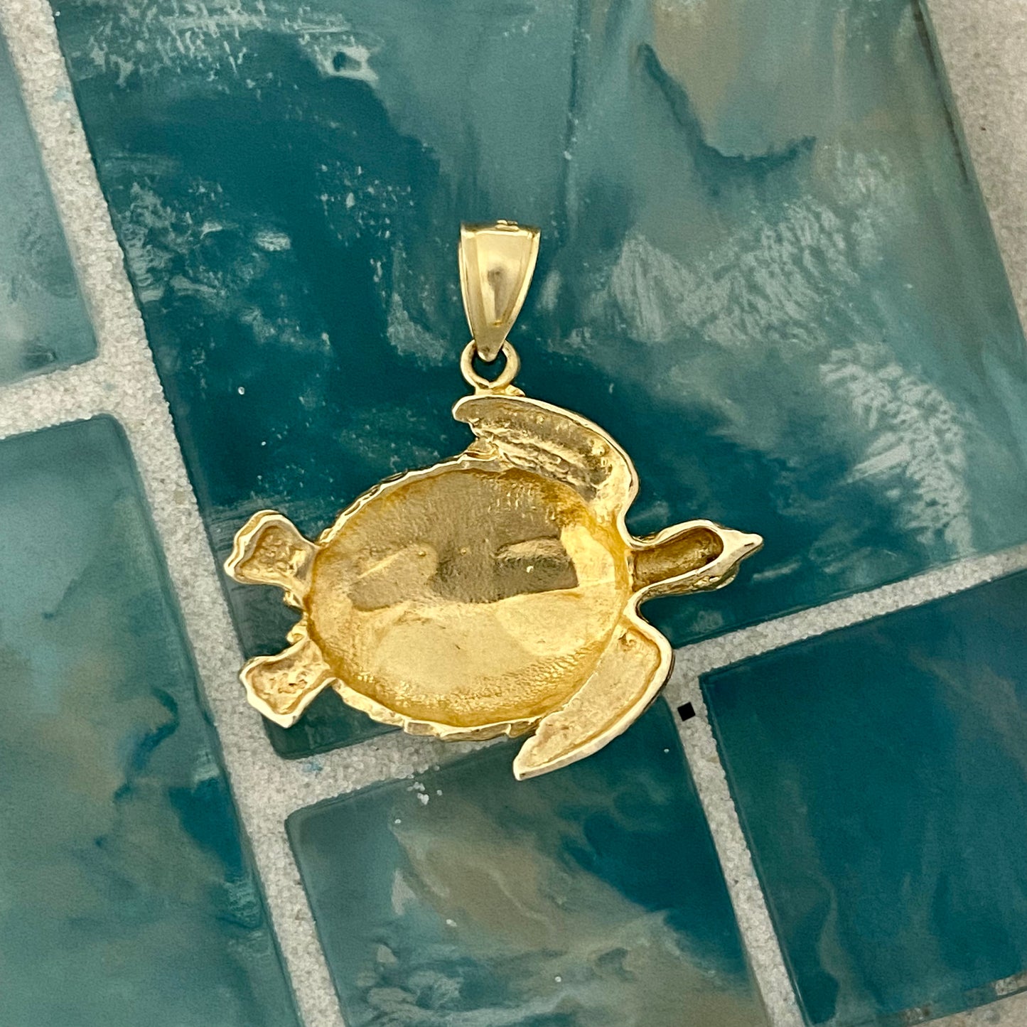 14k Yellow Gold Large Turtle Pendant