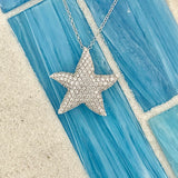 14k White Gold 1.06cttw Diamond Starfish Necklace 18”