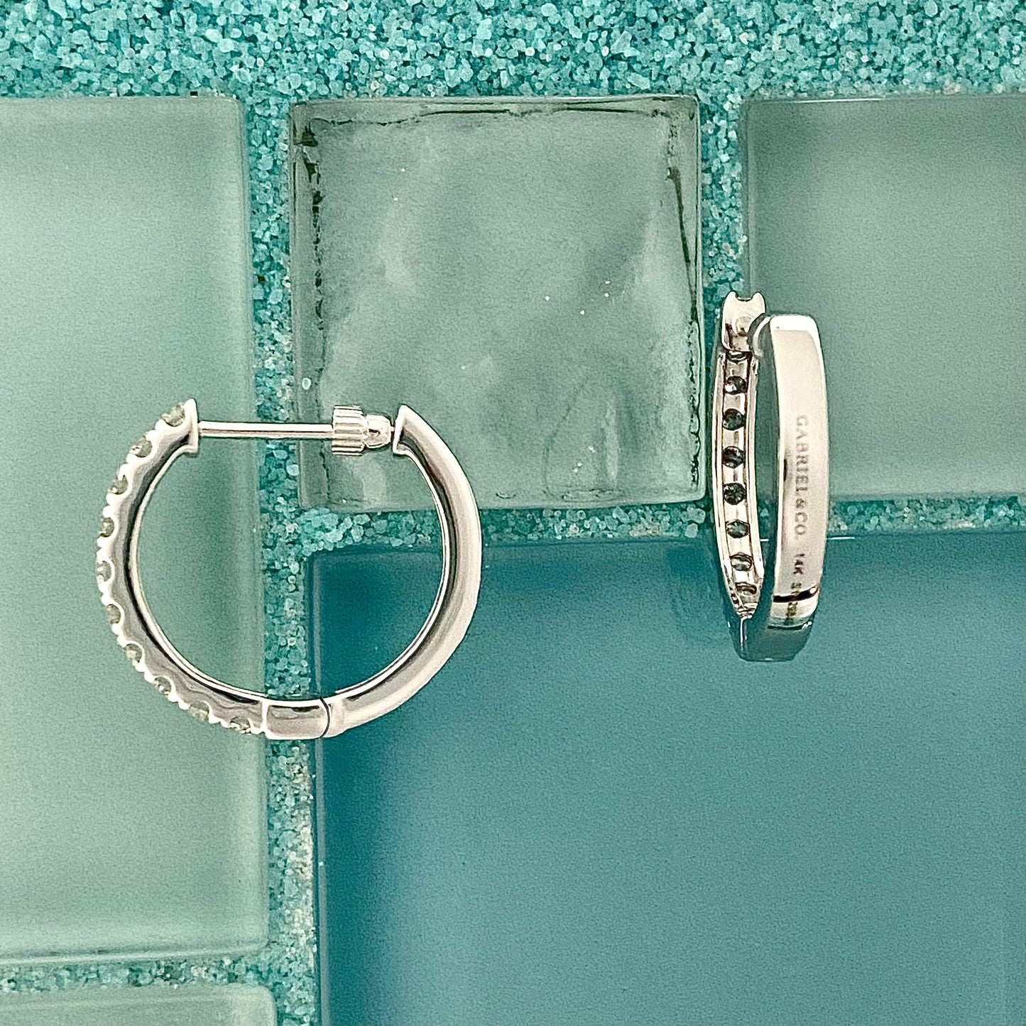 14k White Gold 1cttw Diamond 15mm Hoop Screw Back Earrings