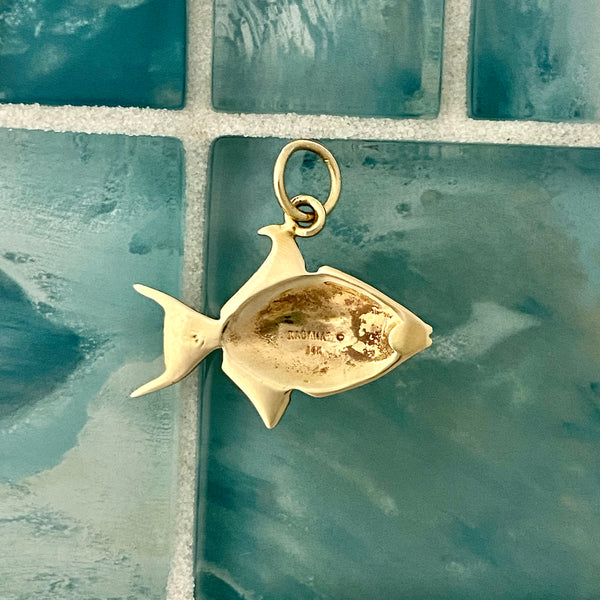 14k Yellow Gold Trigger Fish Pendant