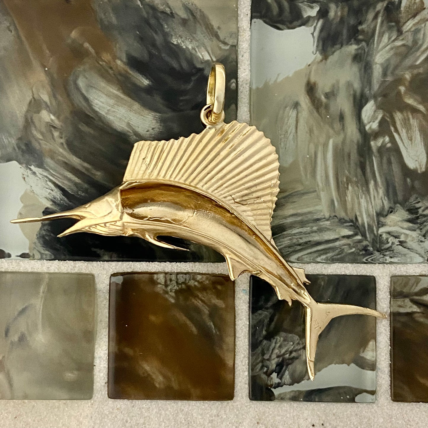 14k Yellow Gold Large Sailfish Pendant