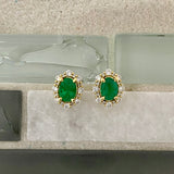 18k Yellow Gold Emerald 1.13cttw With Diamond .45cttw Post Earrings