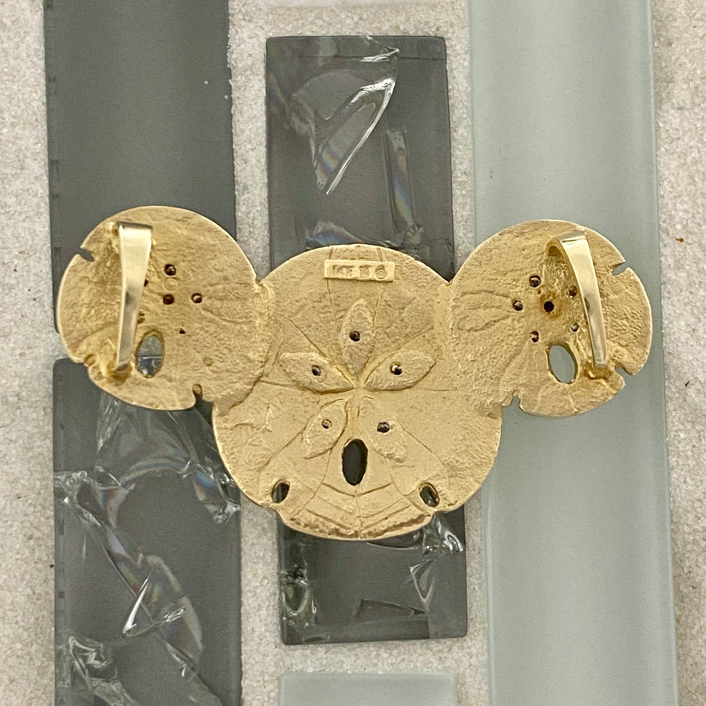 14k Yellow Gold 3 Sand Dollar Slide Pendant .50cttw Diamond