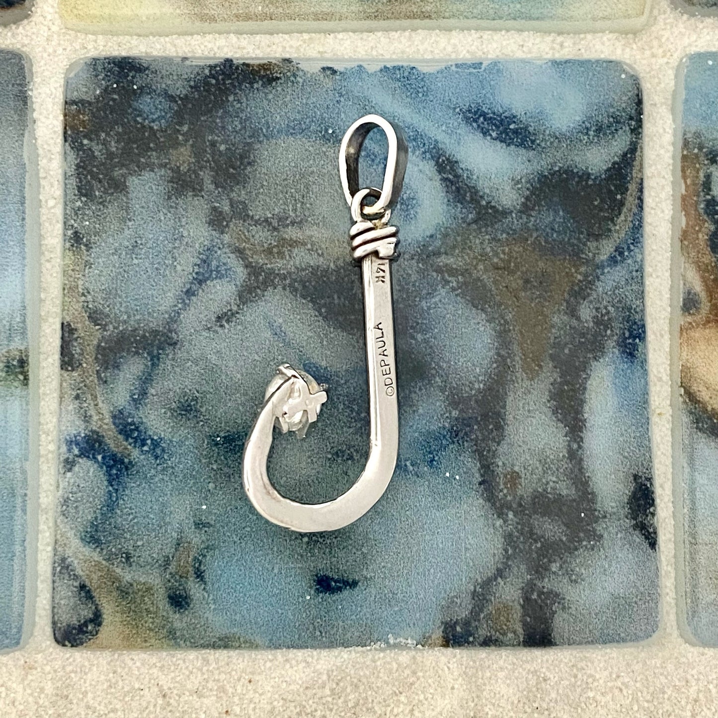14k White Gold Hook With .55ct Diamond Pendant