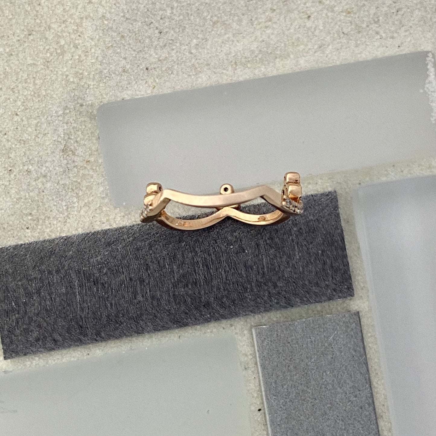 14k Rose Gold .09cttw Aquamarine And .26cttw Diamond Stackable Tiara Ring Size 6 1/2