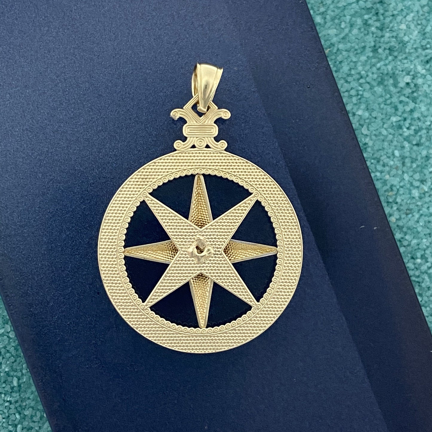 14k 2-Tone Large Compass Rose Pendant - DePaulas