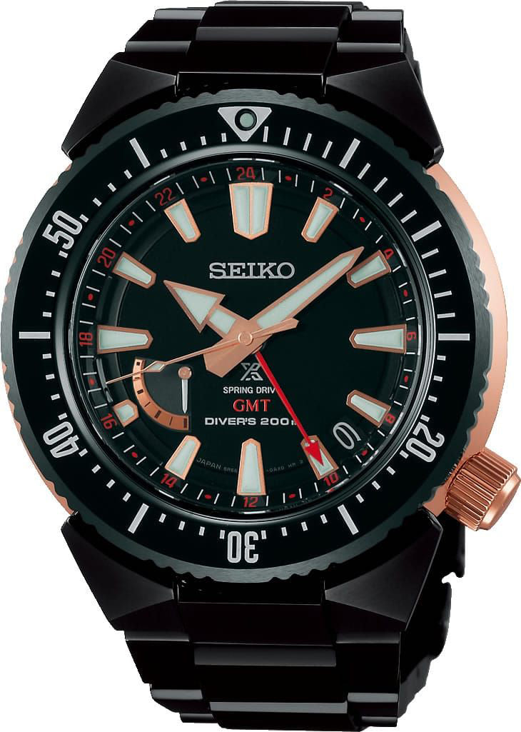 Seiko Prospex Spring Drive Transocean GMT Black Titanium Dive Watch SBDB018