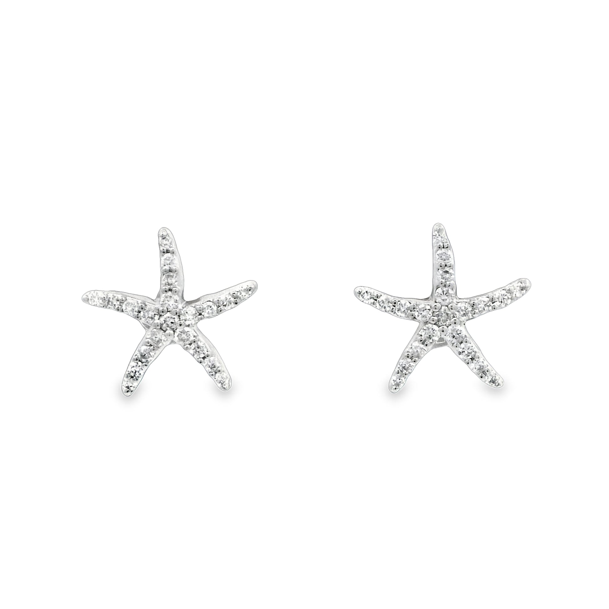 14k White Gold Diamond .25cttw Starfish Post Earrings - DePaulas