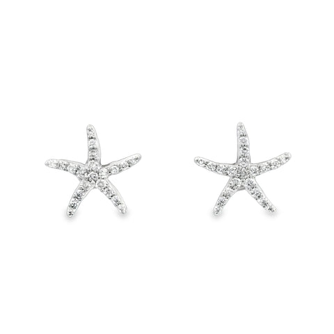14k White Gold Diamond .25cttw Starfish Post Earrings