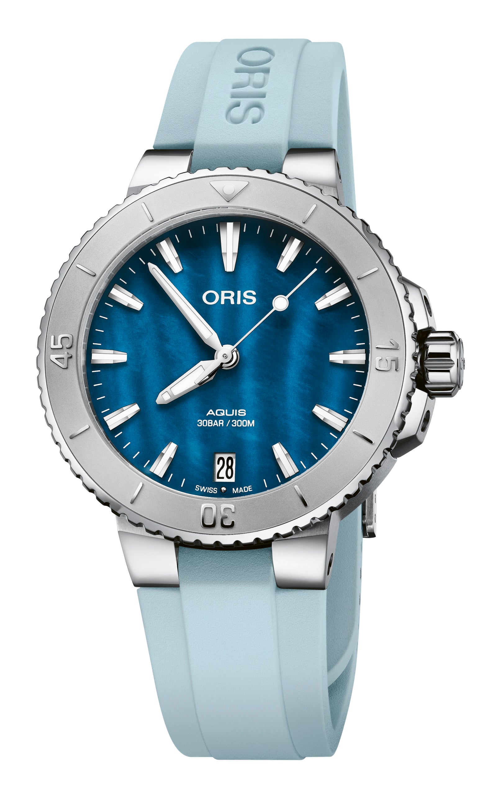 Oris Aquis Date Mid Size 36.5mm Blue Mother of Pearl Dive Watch