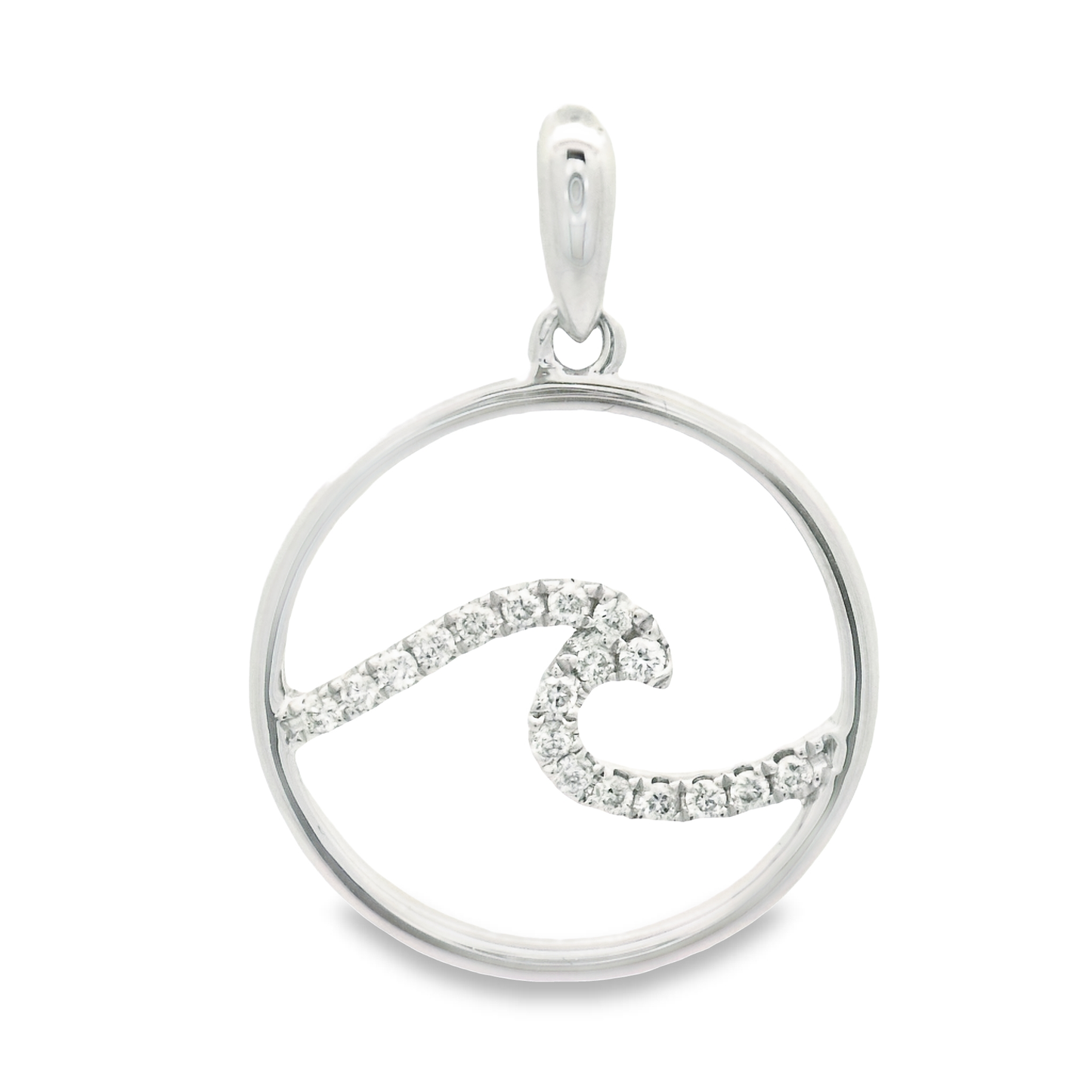 14k White Gold .09cttw Diamond Wave Pendant