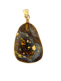 14k gold handmade custom bezel boulder opal pendant