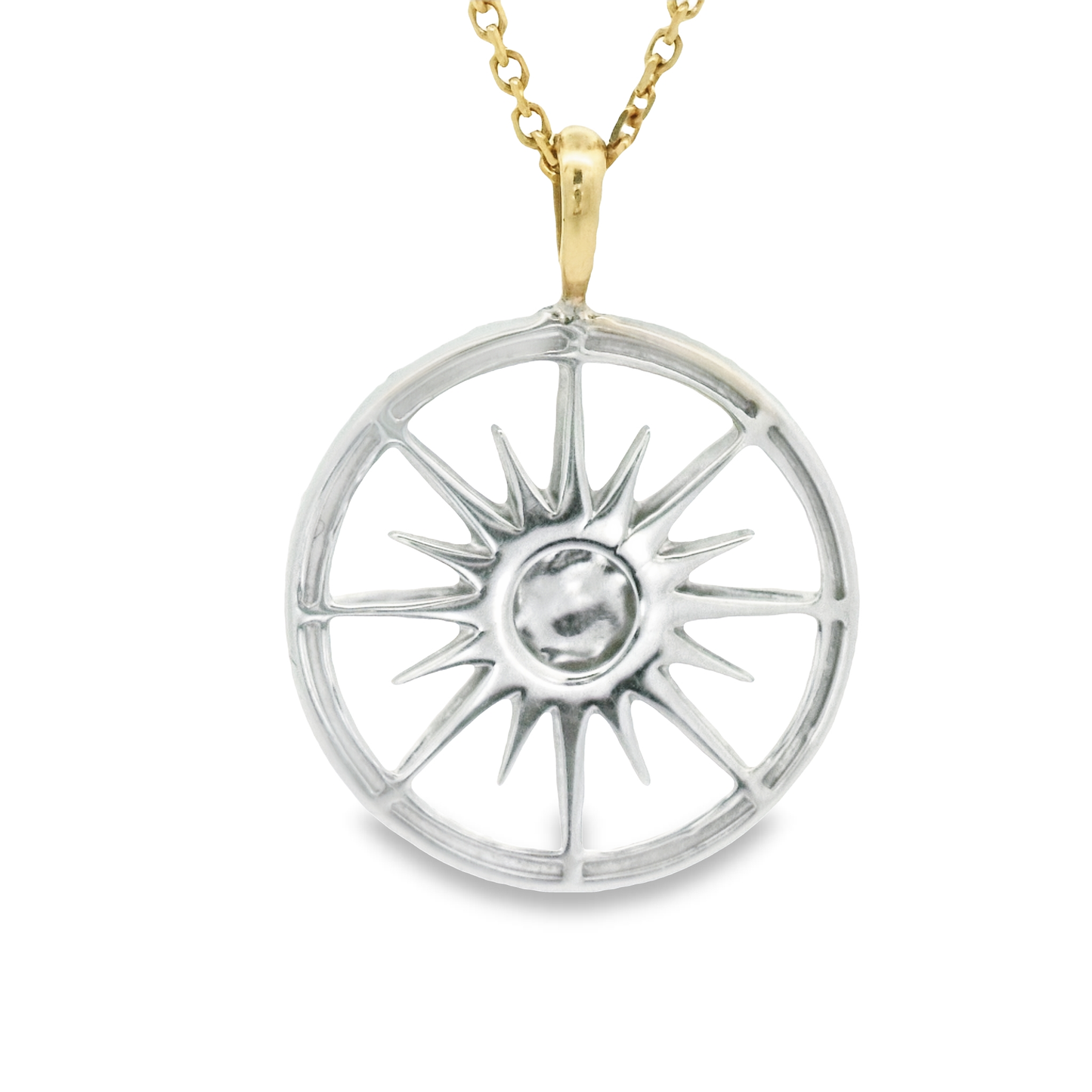 14k 2-Tone Gold .58cttw Diamond Starburst Necklace 18"