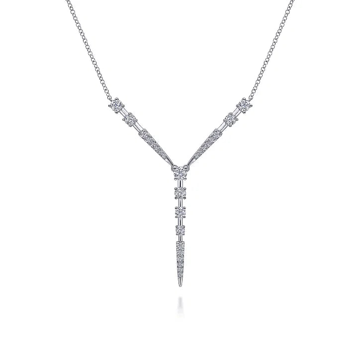 14K White Gold .75cttw Diamond Station Y Necklace 17.5"