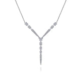 14K White Gold .75cttw Diamond Station Y Necklace 17.5