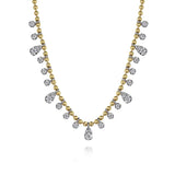 14K White and Yellow Gold Diamond .51cttw Bujukan Droplet Necklace 16