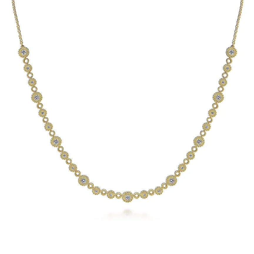 14K Yellow Gold .68cttw Diamond Bujukan Necklace 15.50"-16.50"-17.50"