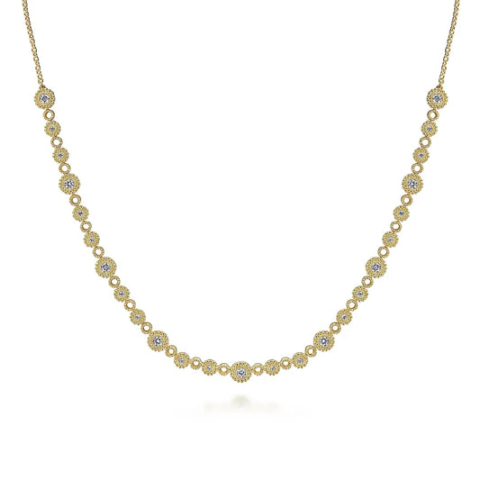 14K Yellow Gold .68cttw Diamond Bujukan Necklace 15.50"-16.50"-17.50"