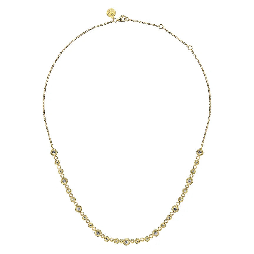 14K Yellow Gold .68cttw Diamond Bujukan Necklace 15.50"-16.50"-17.50"