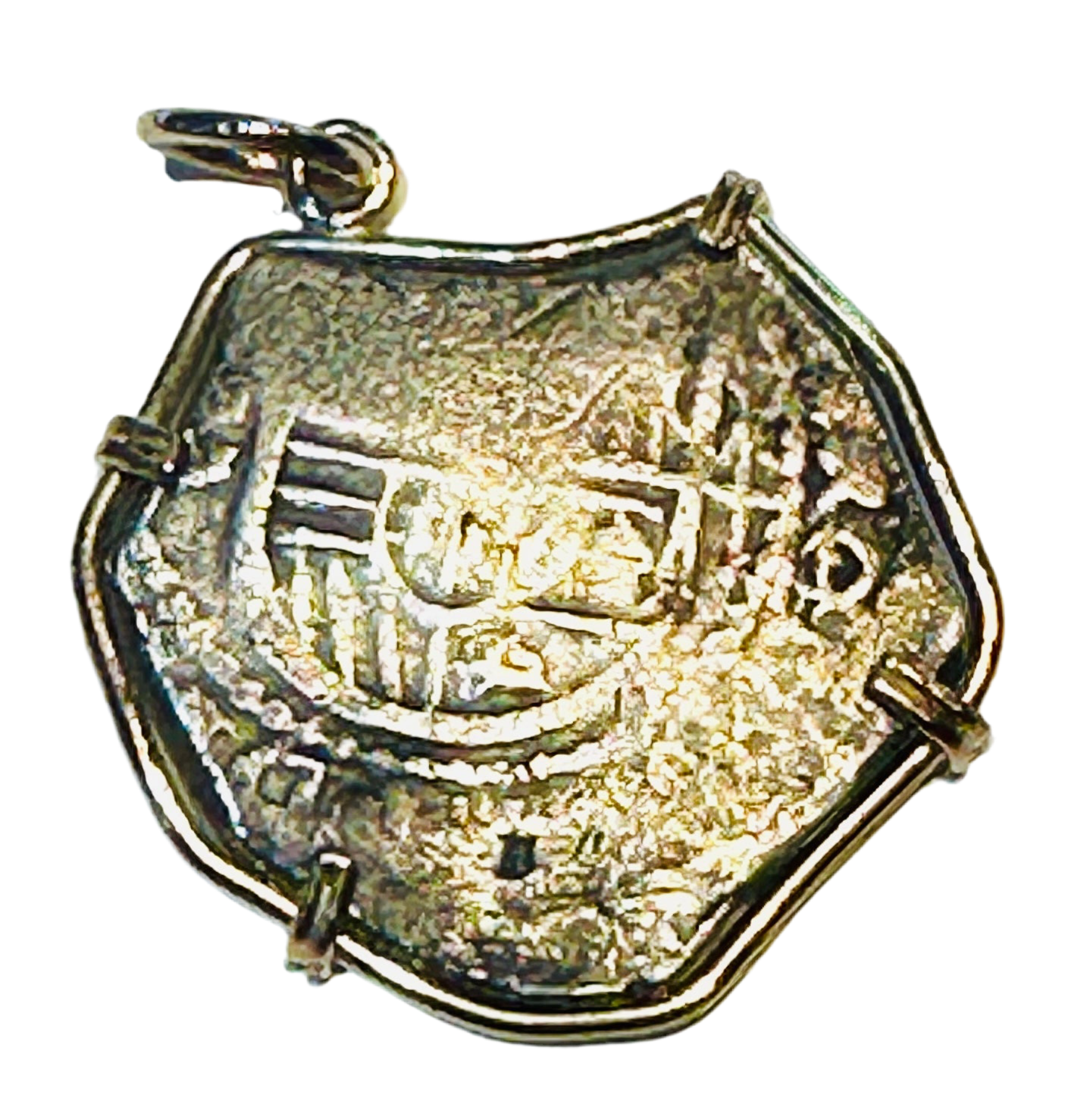 Spanish 4 Reales Treasure Coin 14k Gold Bezel 69468