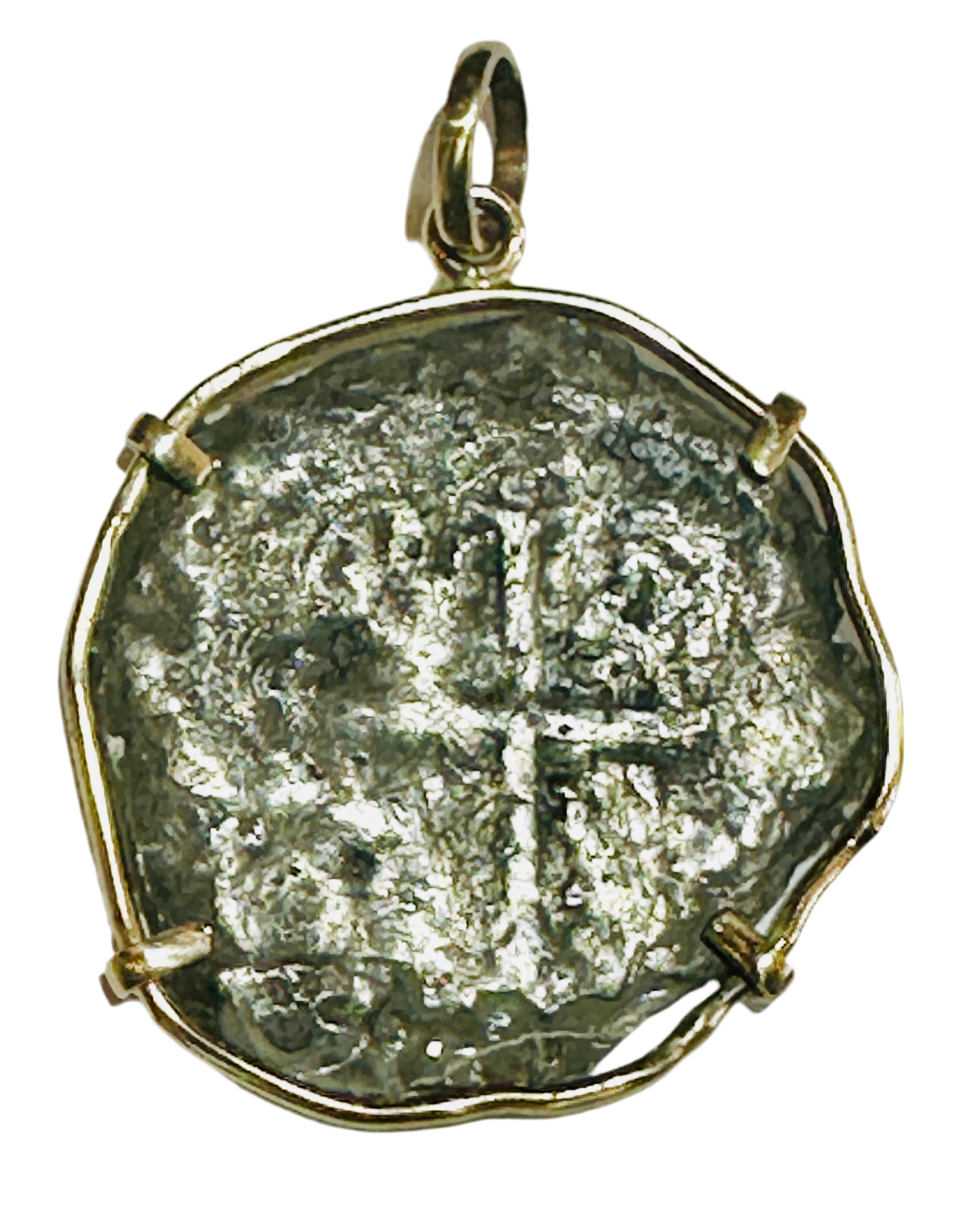 1715 San Martin Cabin Wreck 8 Reales Treasure Coin 14k Gold Bezel 67744