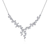 18K White Gold Waterfall Lariat 2.36cttw Diamond Cluster Necklace 17.5