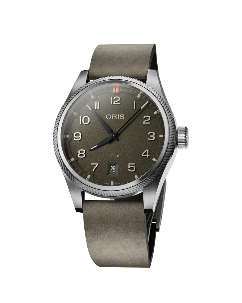 Oris ProPilot Date Watch Green Dial Strap 01 733 7805 4167-07 6 20 16LC