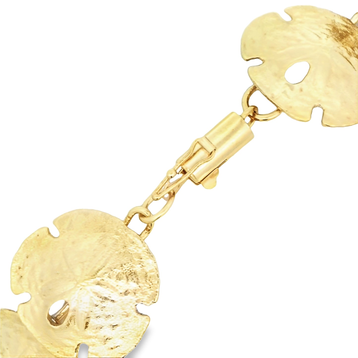 14k Yellow Gold Large Sand Dollar Bracelet 7 1/4"