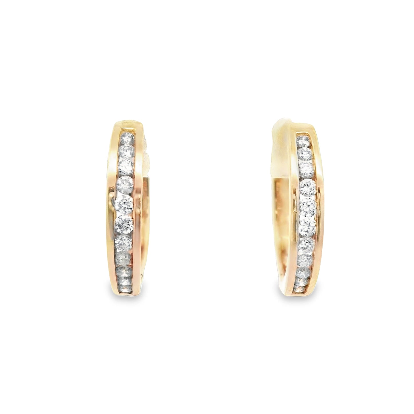 14k Yellow Gold .48cttw Diamond Hoop Earrings