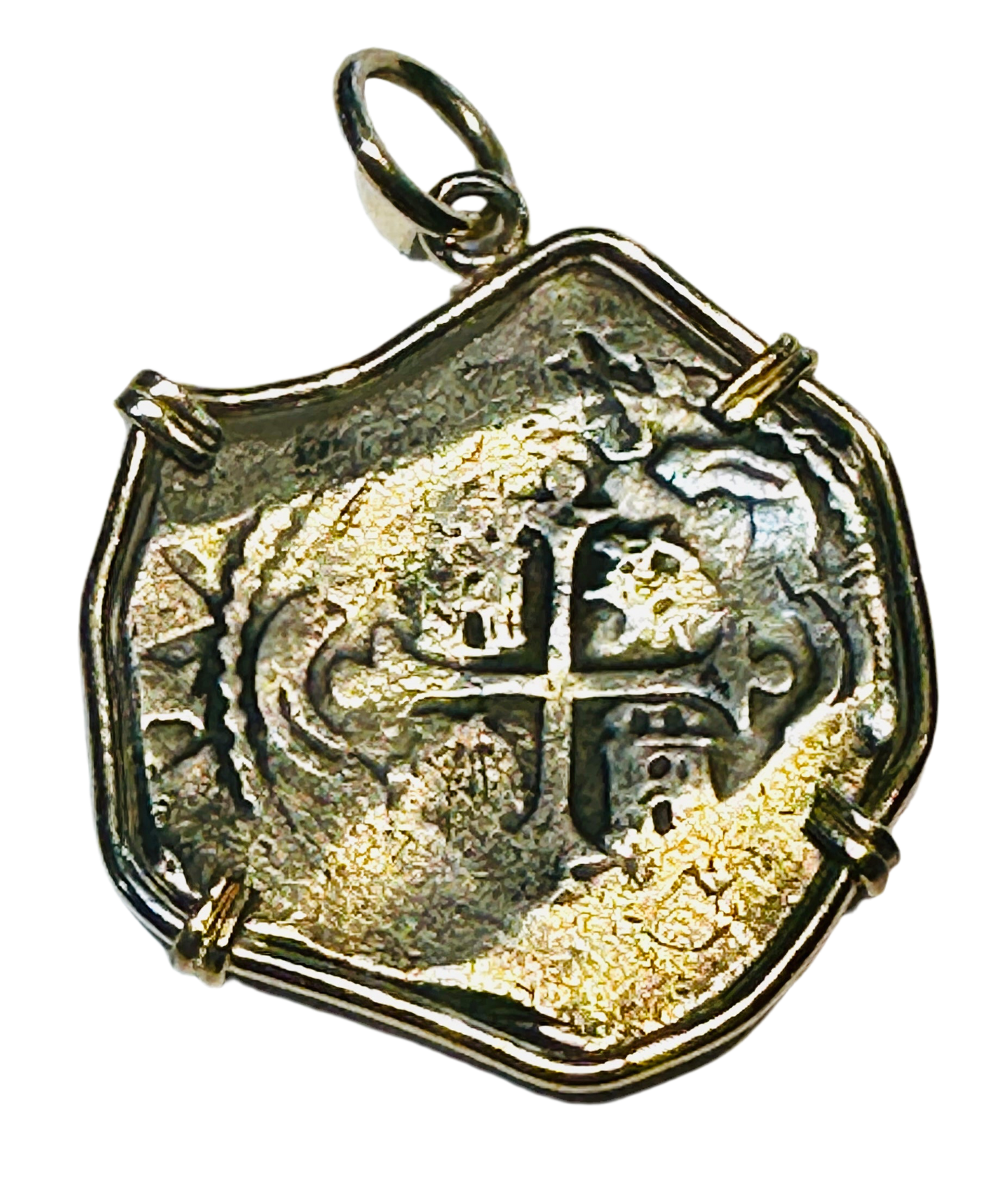 Spanish 4 Reales Treasure Coin 14k Gold Bezel 69468